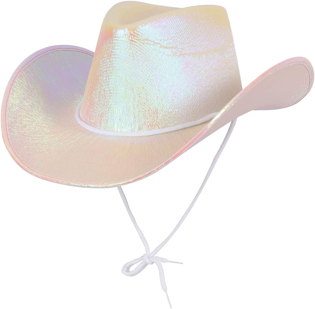 Texan Cowboy Hat - White Iridescent