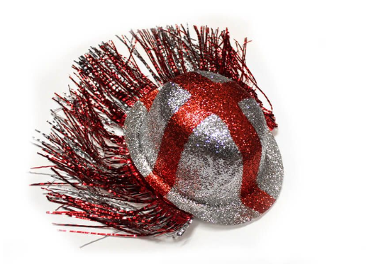 England St George's Cross Bowler Hat Silver Glitter with Tassels
