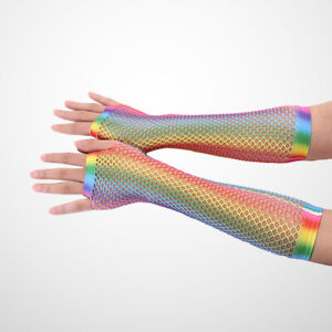 Long Rainbow Net Gloves