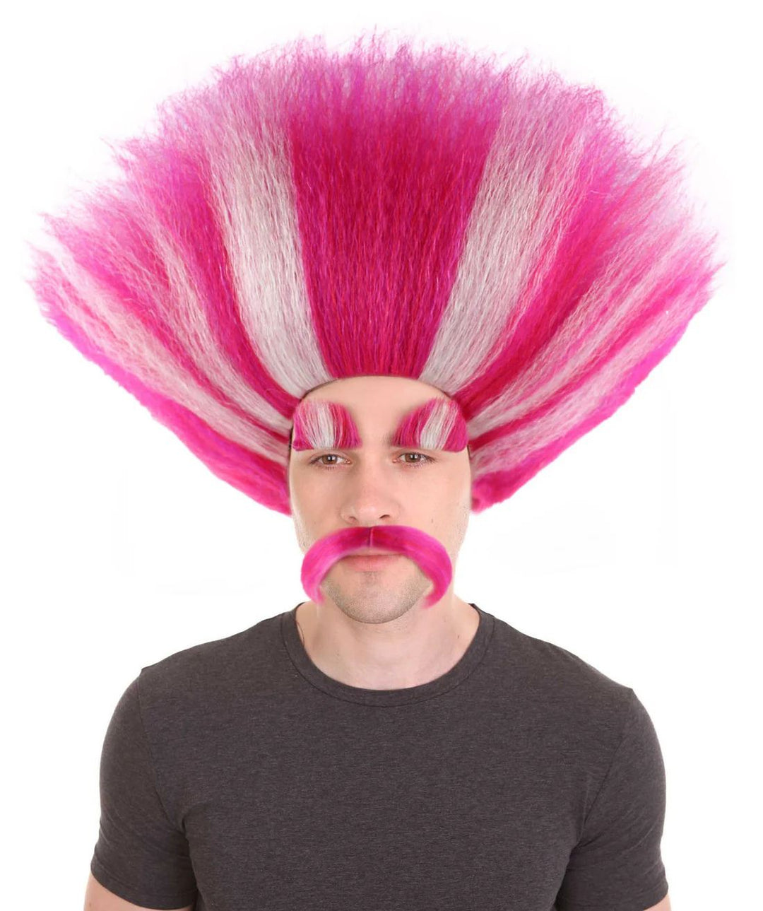 Troll King Costume Wig with Eyebrows & Mustache