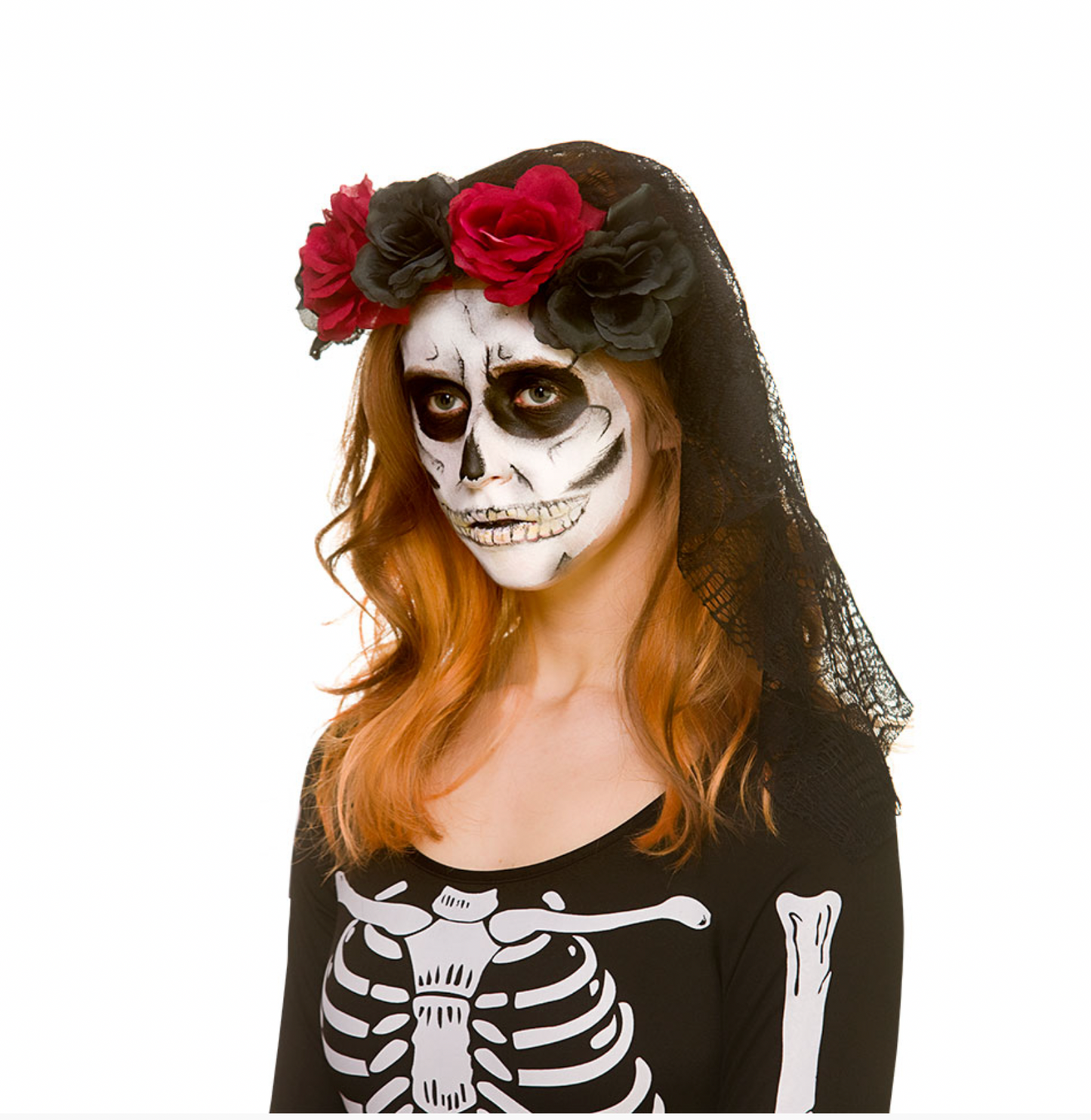 Day of The Dead Headband - Flowers & Veil