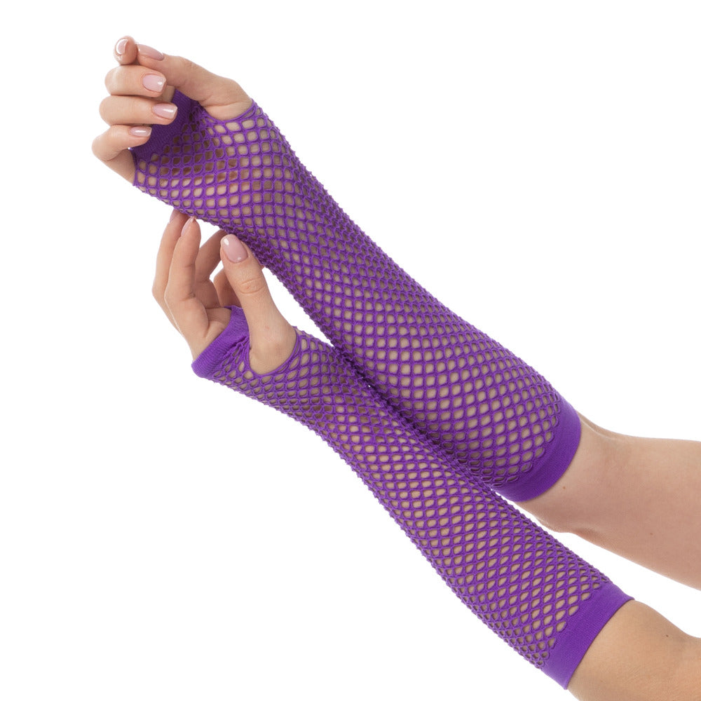 PURPLE FINGERLESS FISHNET GOLVES