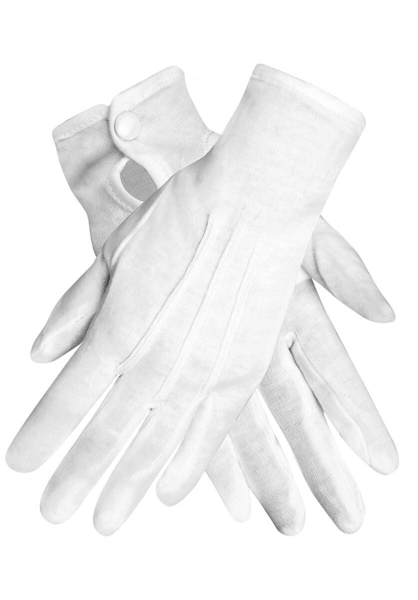 White Gloves with Push Button - Plus Size