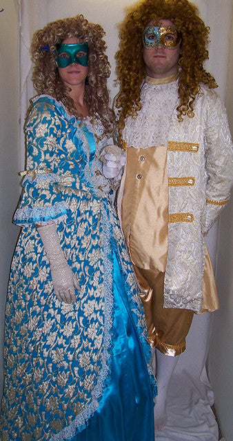 18th Century Dress in Light Blue and Gold (£60.00 HIRE ONLY)