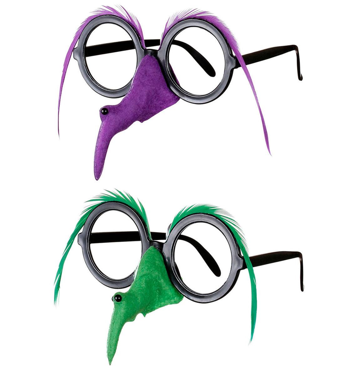 GLASSES W/WITCH NOSE & BROW - 2 colours