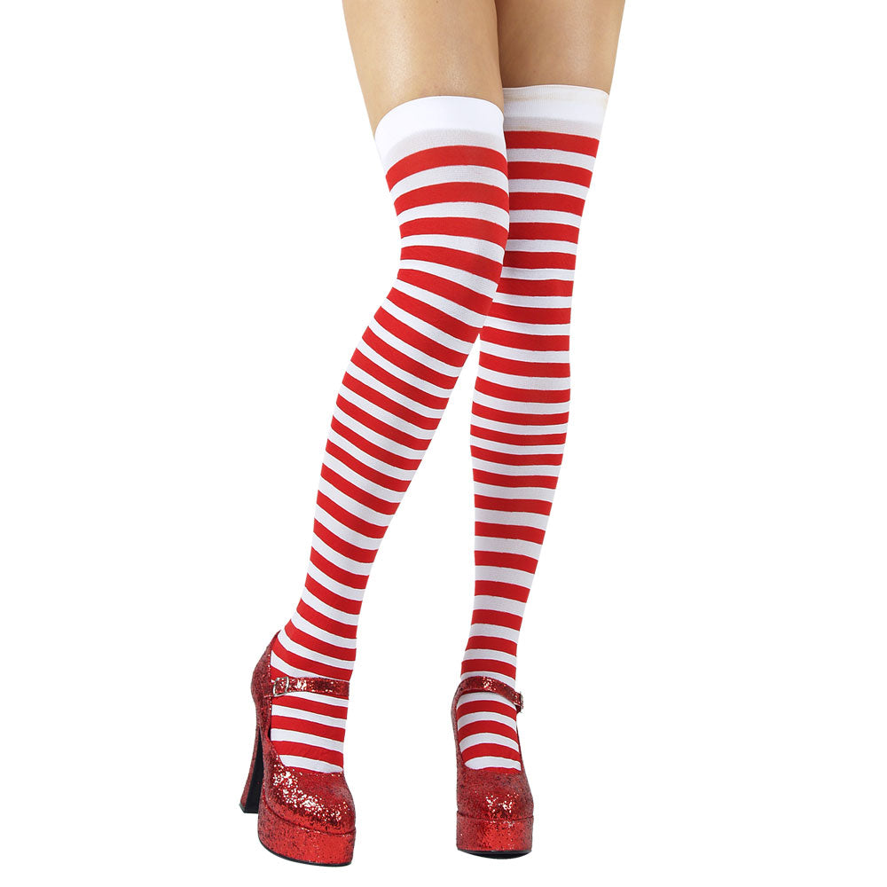 Thigh Highs - Red & White Candystripe (min6)