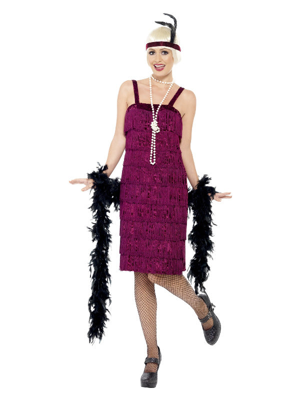 Jazz Flapper Costume, Burgundy - X1