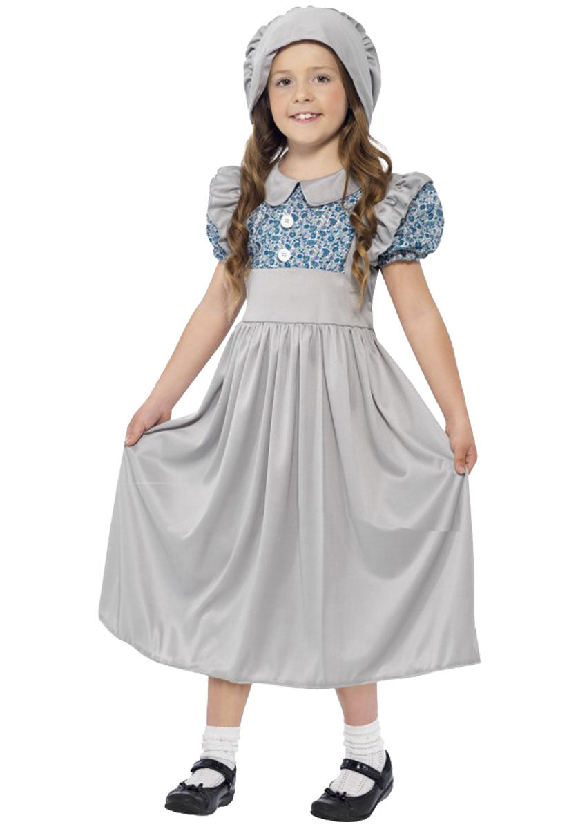 Victorian School Girl Costume, Grey - S