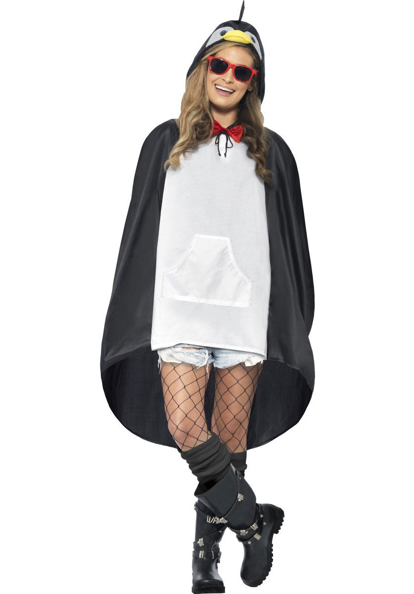 Penguin Party Poncho, Black & White