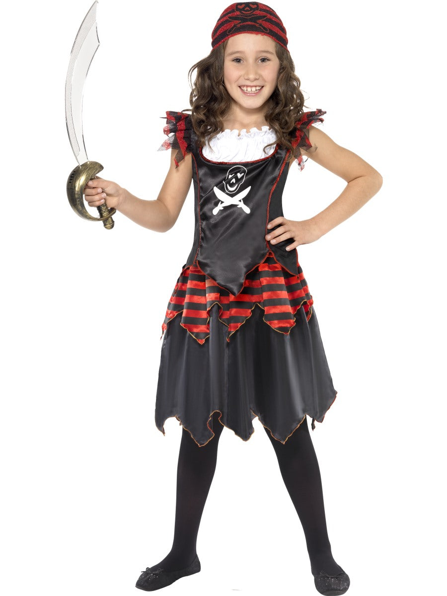 Pirate Skull & Crossbones Girl Costume, Black
