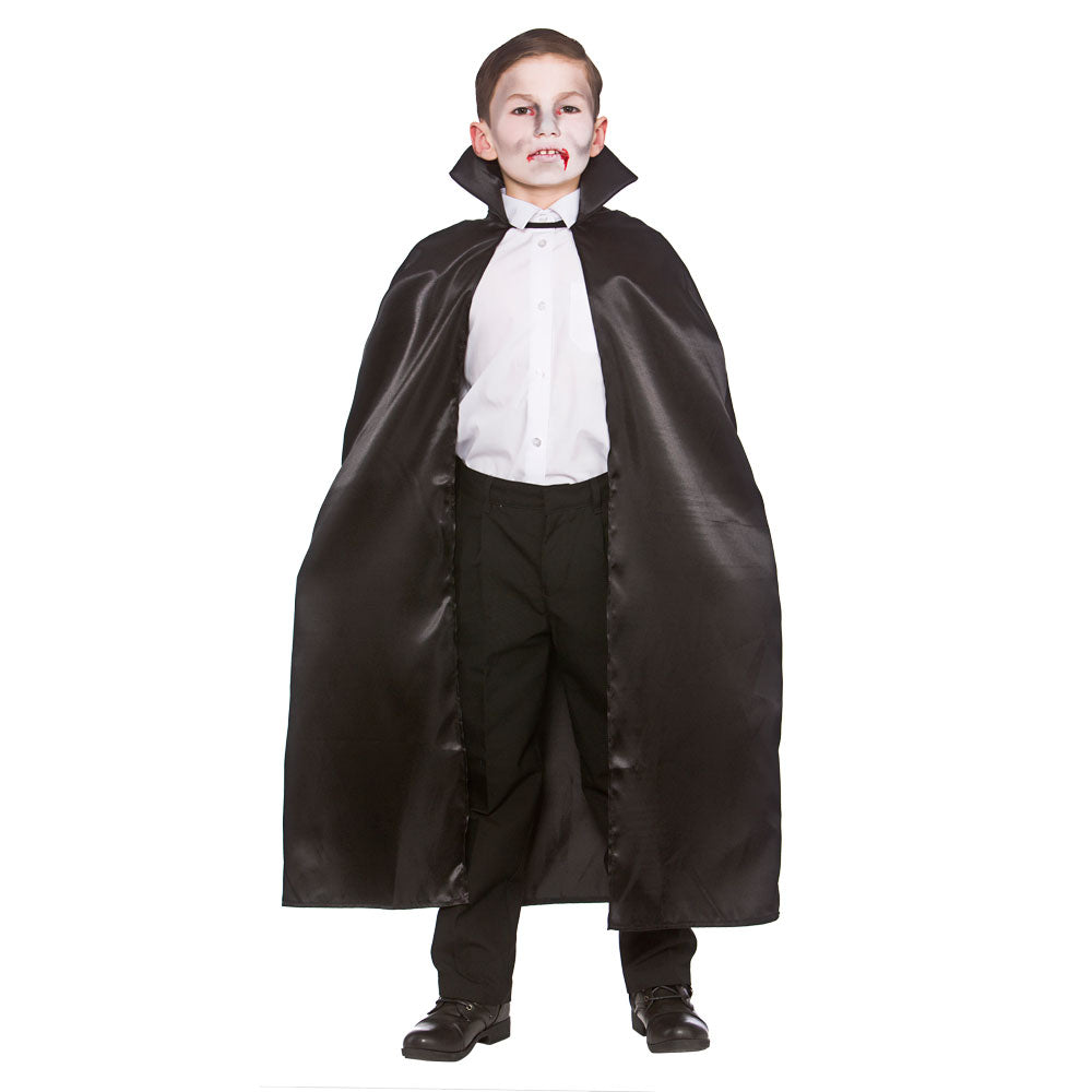 Deluxe Satin Cape w/Collar - BLACK (Kids)