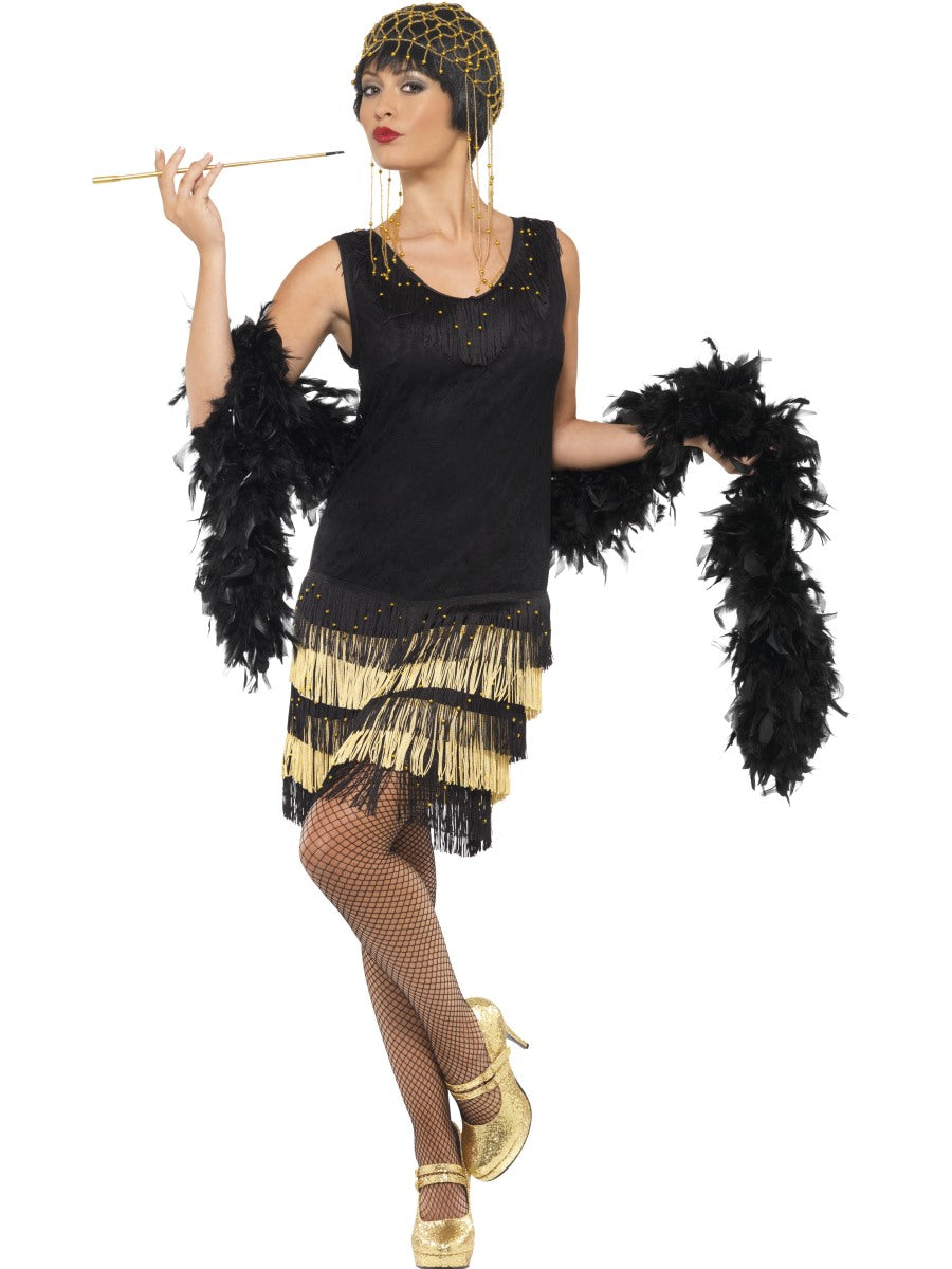 20s Fringed Flapper Costume, Black