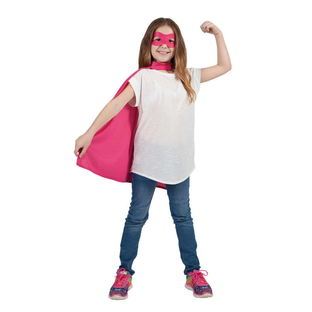 Kids Super Hero Cape & Mask - PINK (min6)