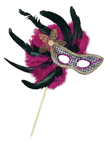 FEATHER MASK & STICK PURPLE