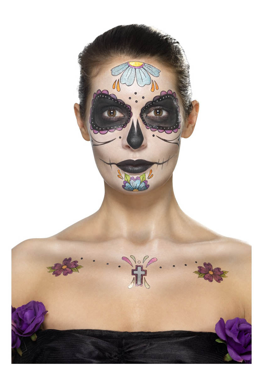 Smiffys Make-Up FX, Day of the Dead Kit, Aqua, Mul