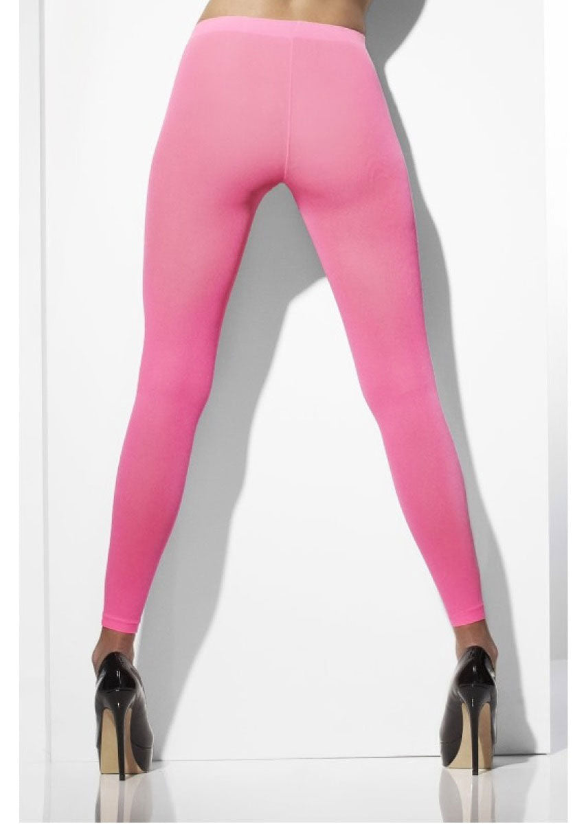 Opaque Footless Tights, Neon Pink