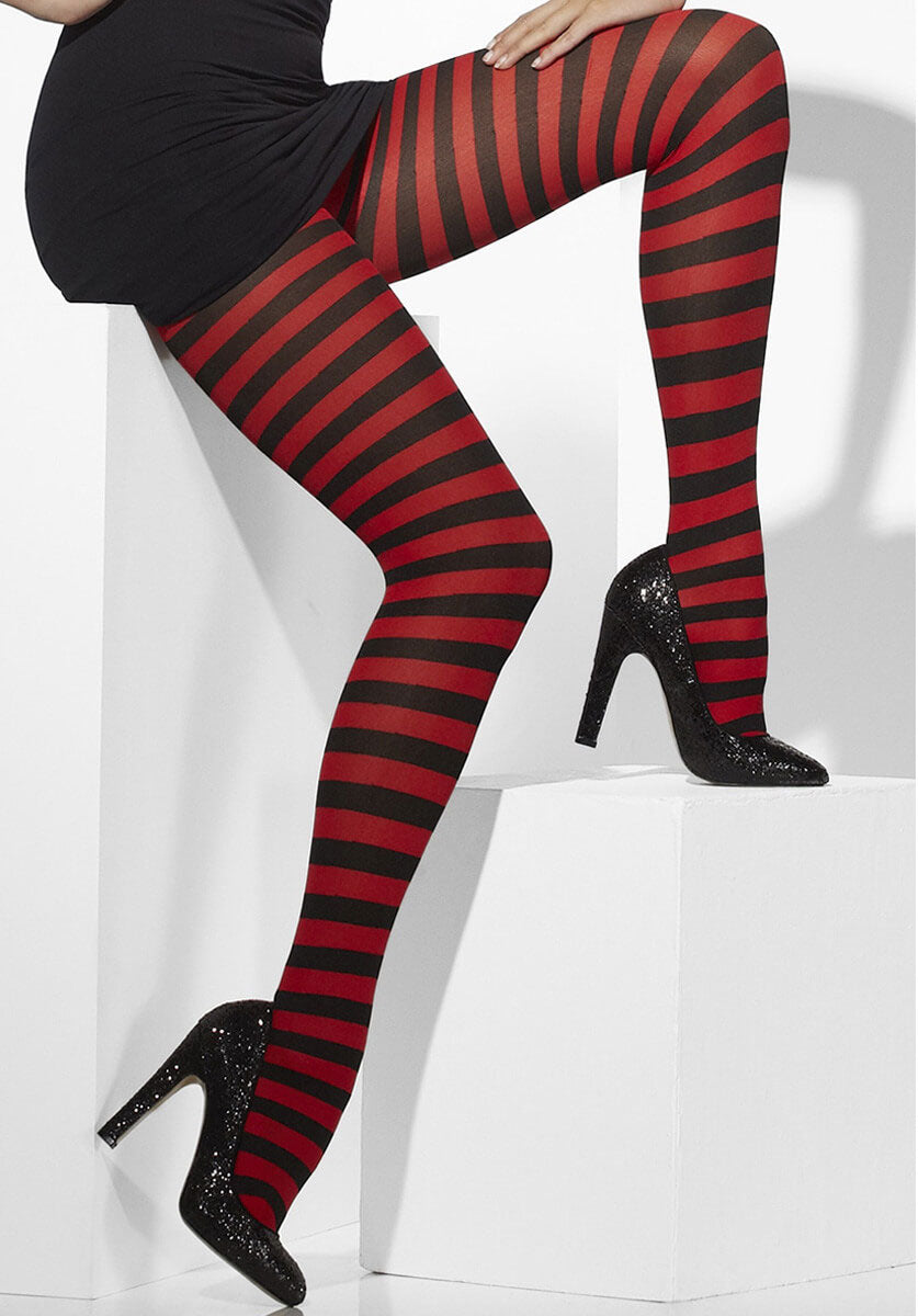 Opaque Tights, Red & Black