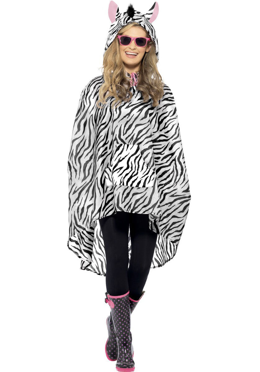 Zebra Party Poncho, Black & White