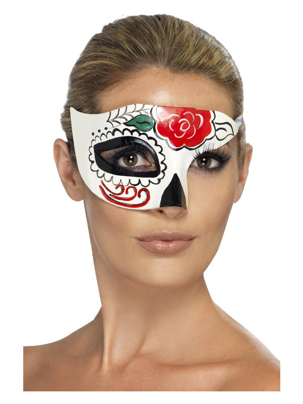 Day of the Dead Half Eye Mask, White