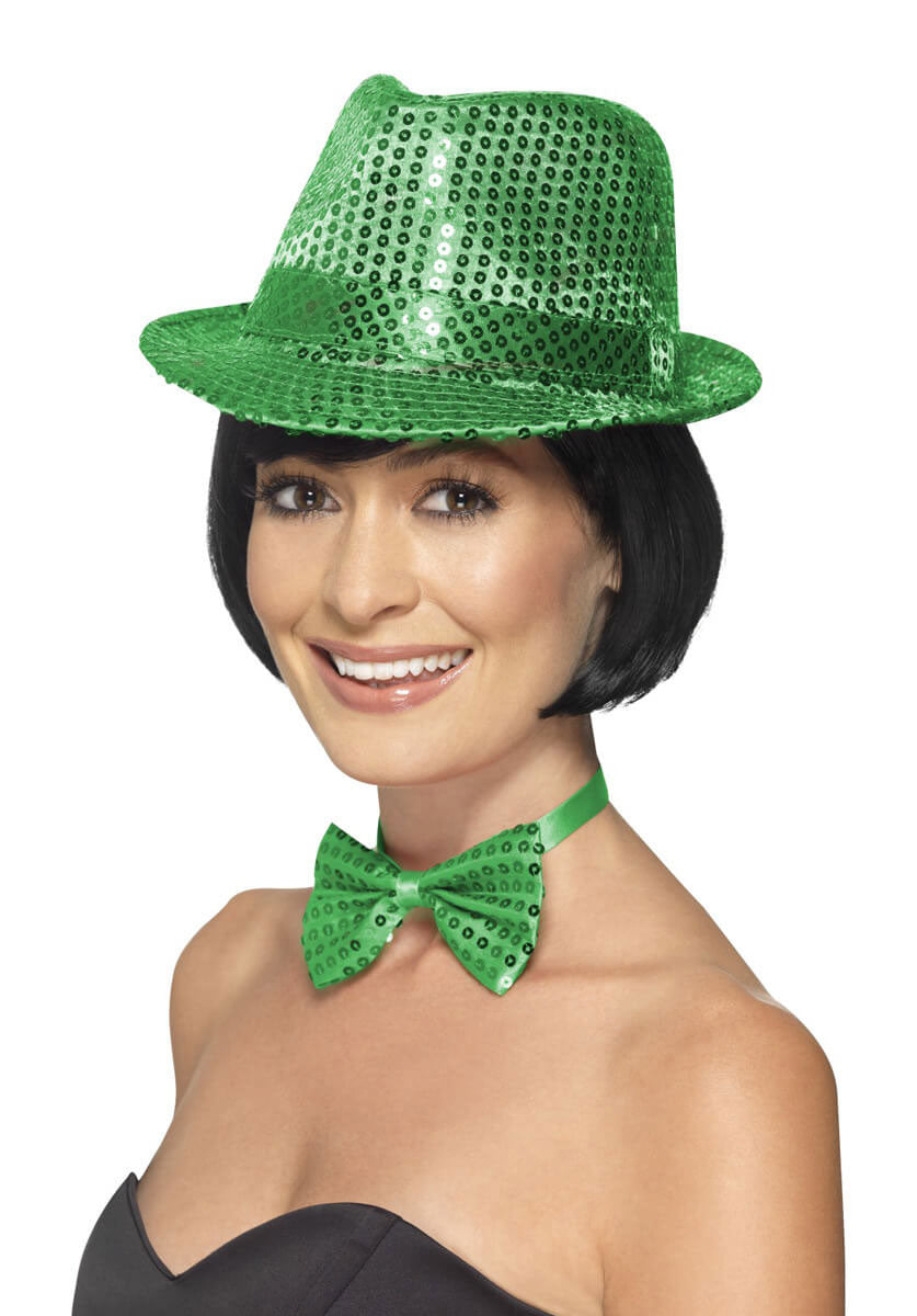 Sequin Trilby Hat, Green