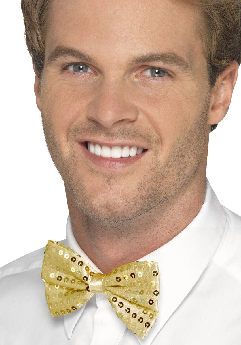 Sequin Bow Tie, Gold