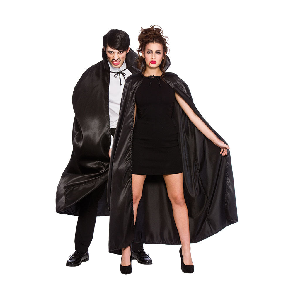 Deluxe Satin Cape w/Collar - BLACK (Adult)