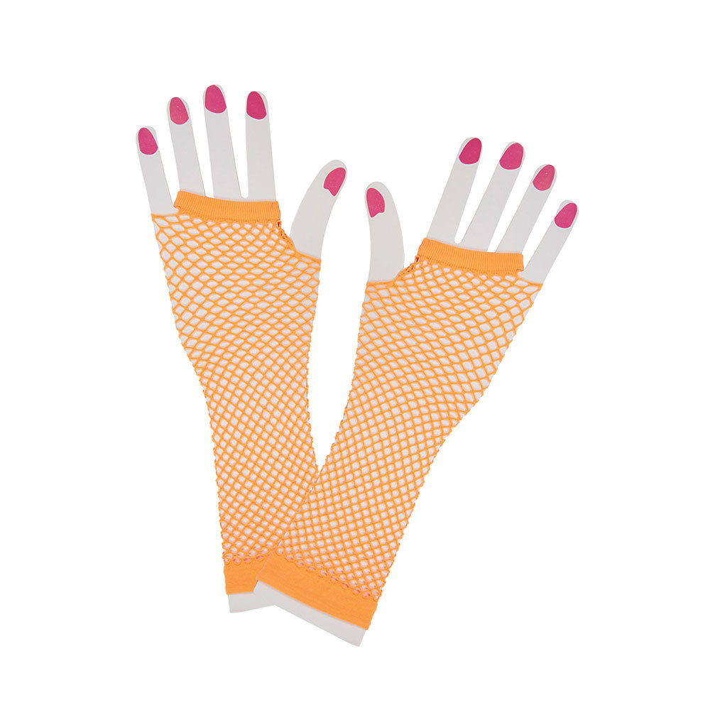 80's Net Gloves - Long - NEON ORANGE