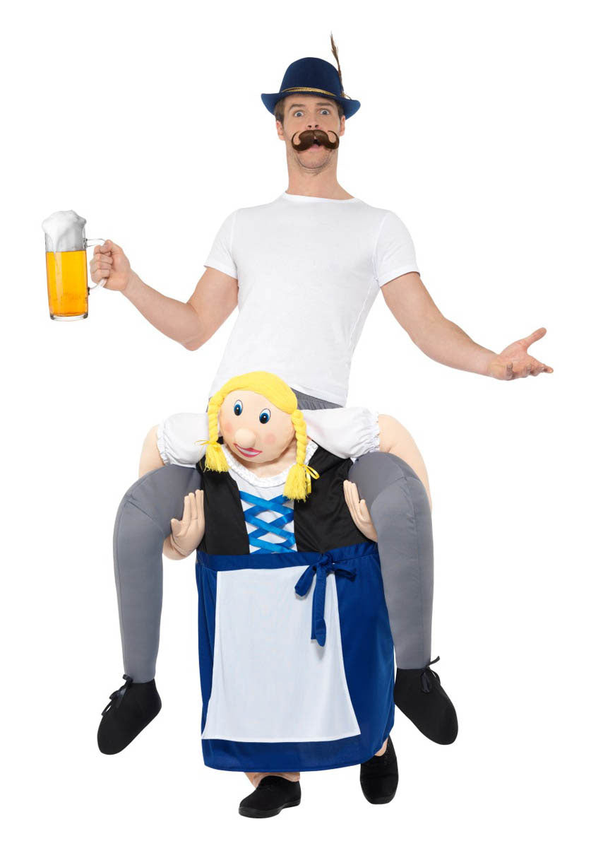 Piggyback Bavarian Beer Maiden Costume, Blue