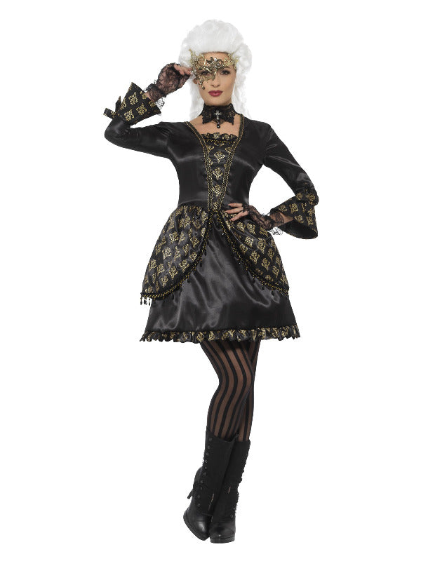 Deluxe Masquerade Costume, Black & Gold - M