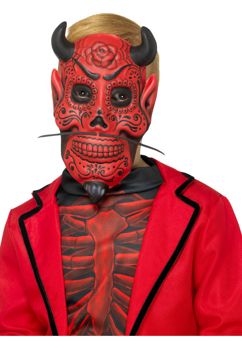 Day of the Dead Devil Mask, Childs, Red