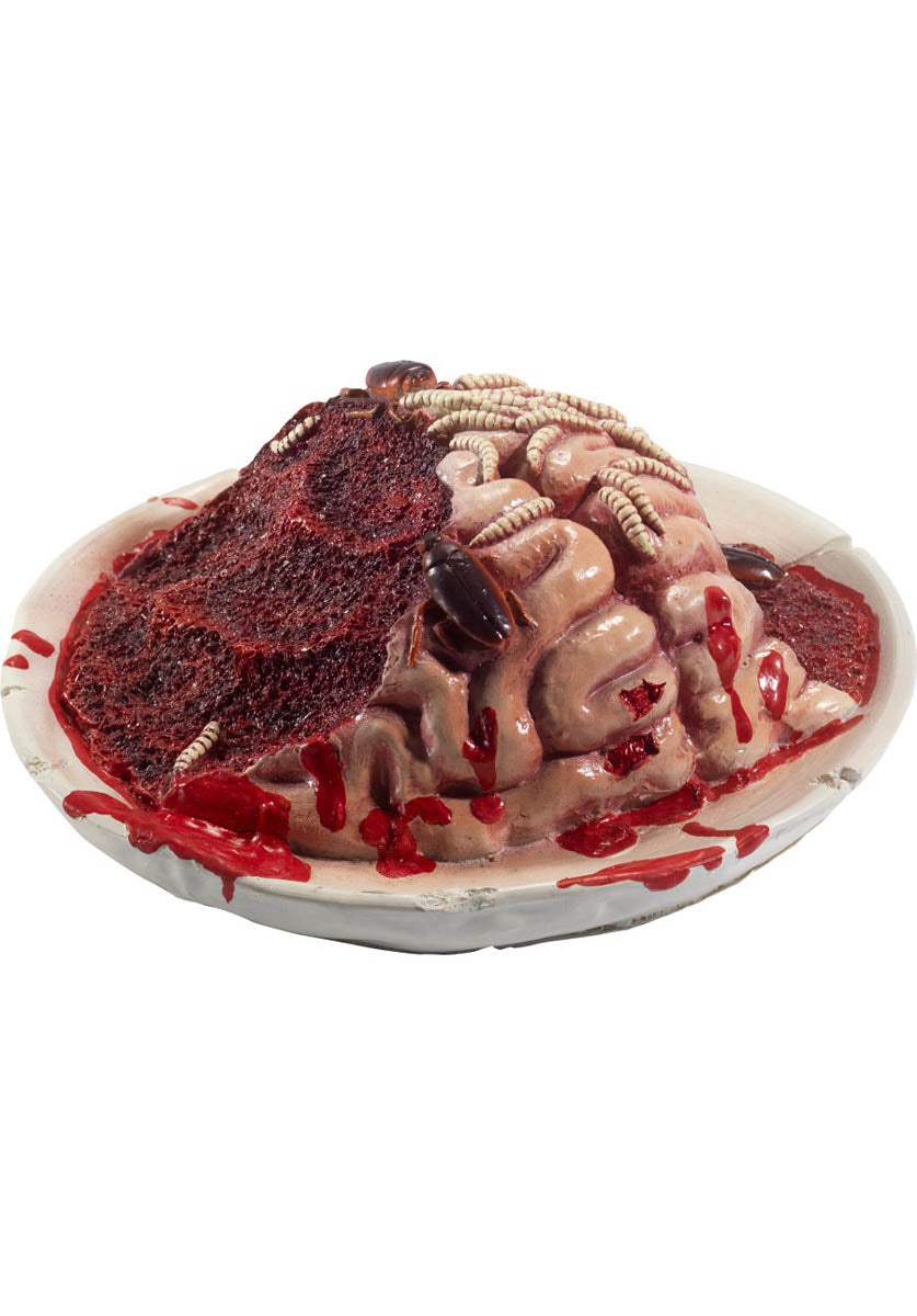 Latex Gory Gourmet Rotting Brain Plate Prop, Red