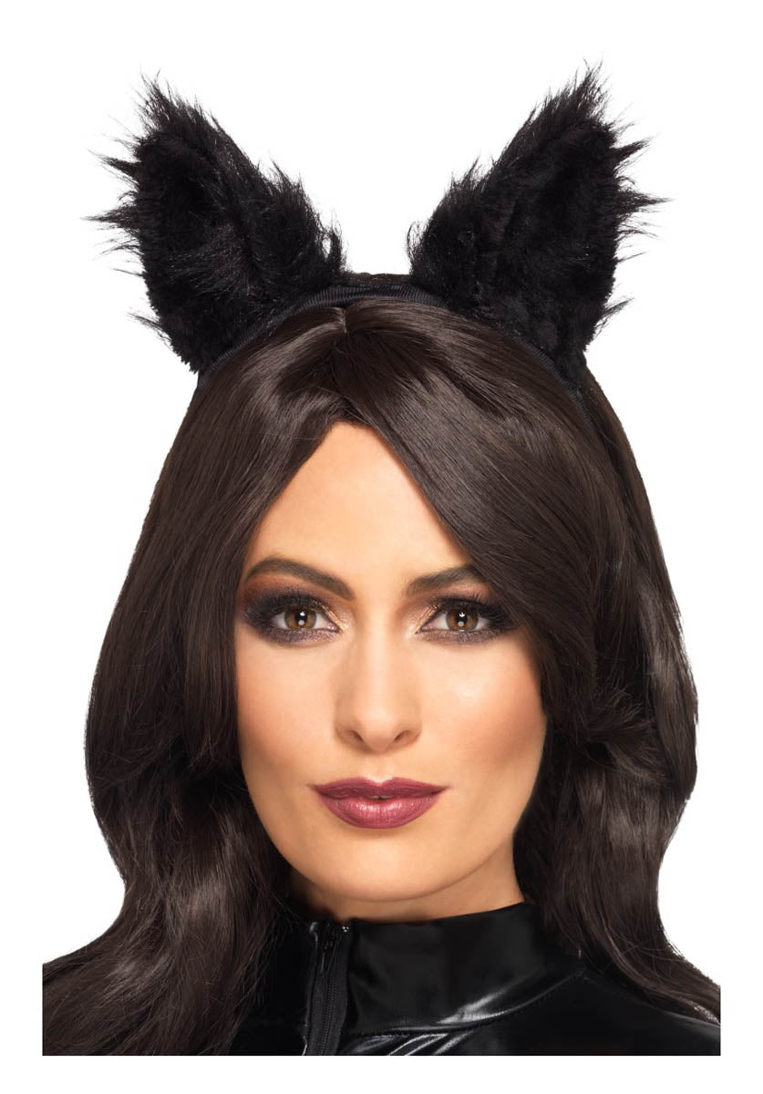 Long Pile Fur Cat Ears, Black
