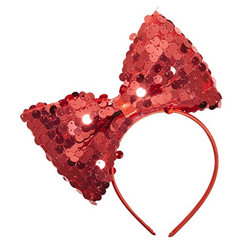 Sequin bow headband red