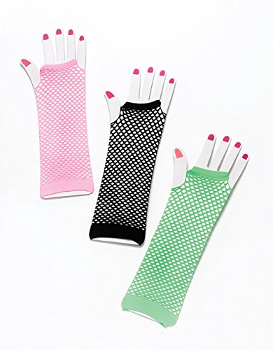 Pink fingerless fishnet golves