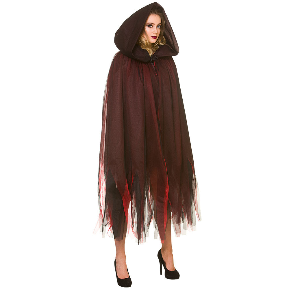 Deluxe Layered Hooded Cape - DEEP RED (Adult)