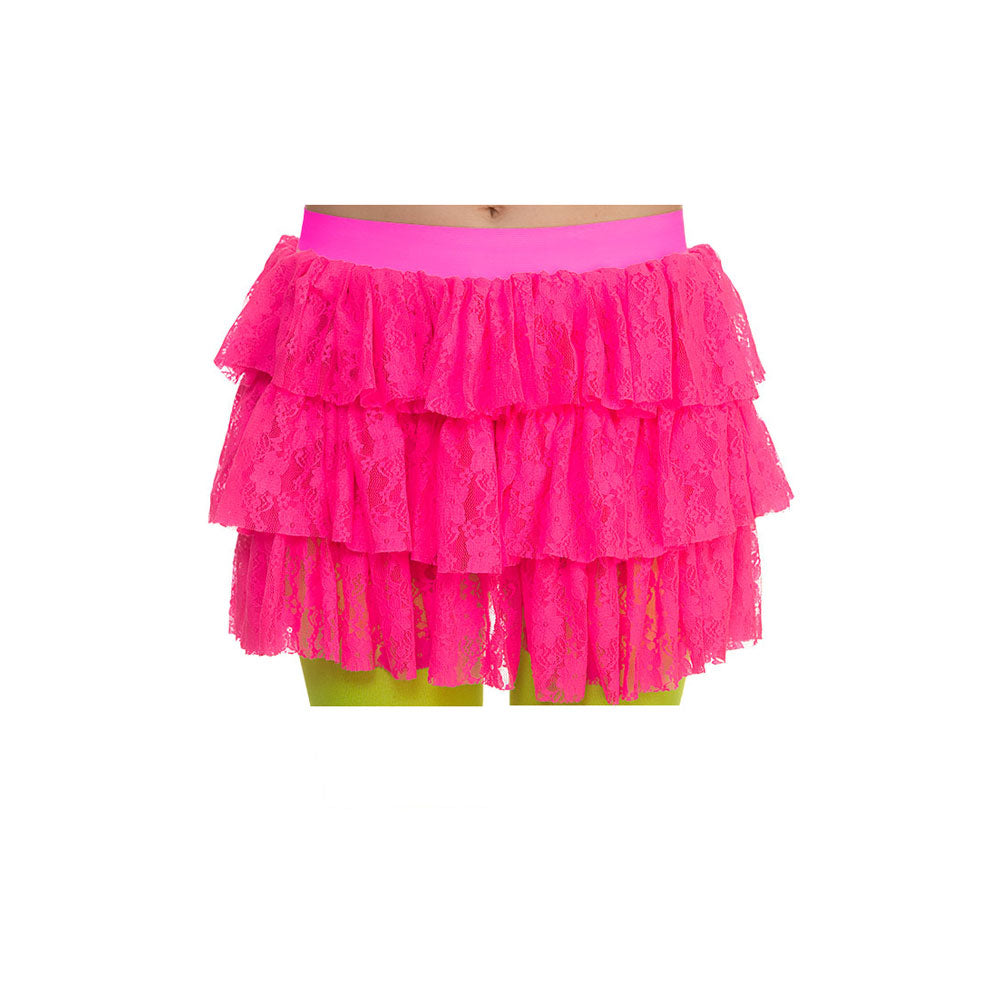 80's Lacy Ra-Ra Skirt - HOT PINK