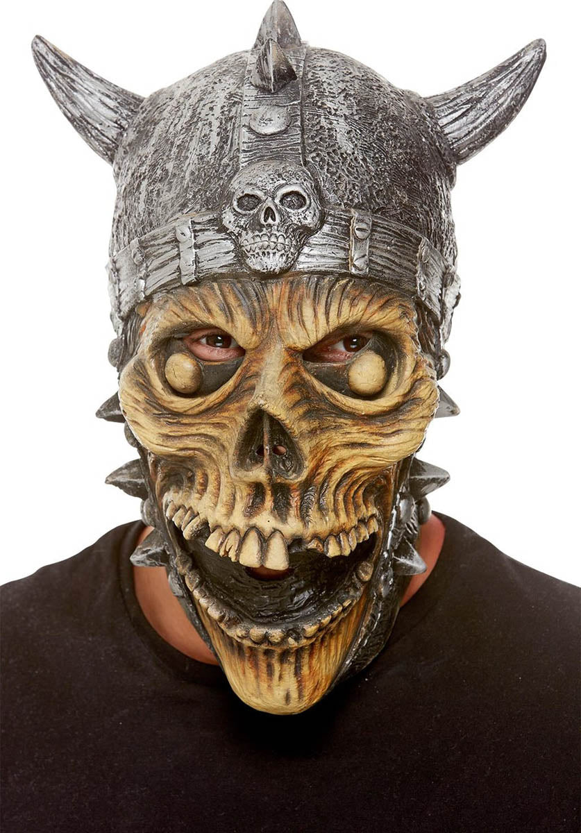 Viking Skeleton Latex Mask, Silver
