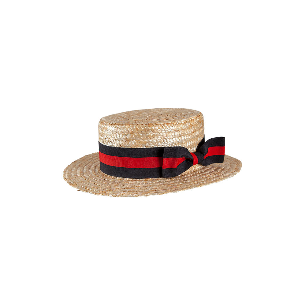 Classic Boater w/ Black & Red band (min6)