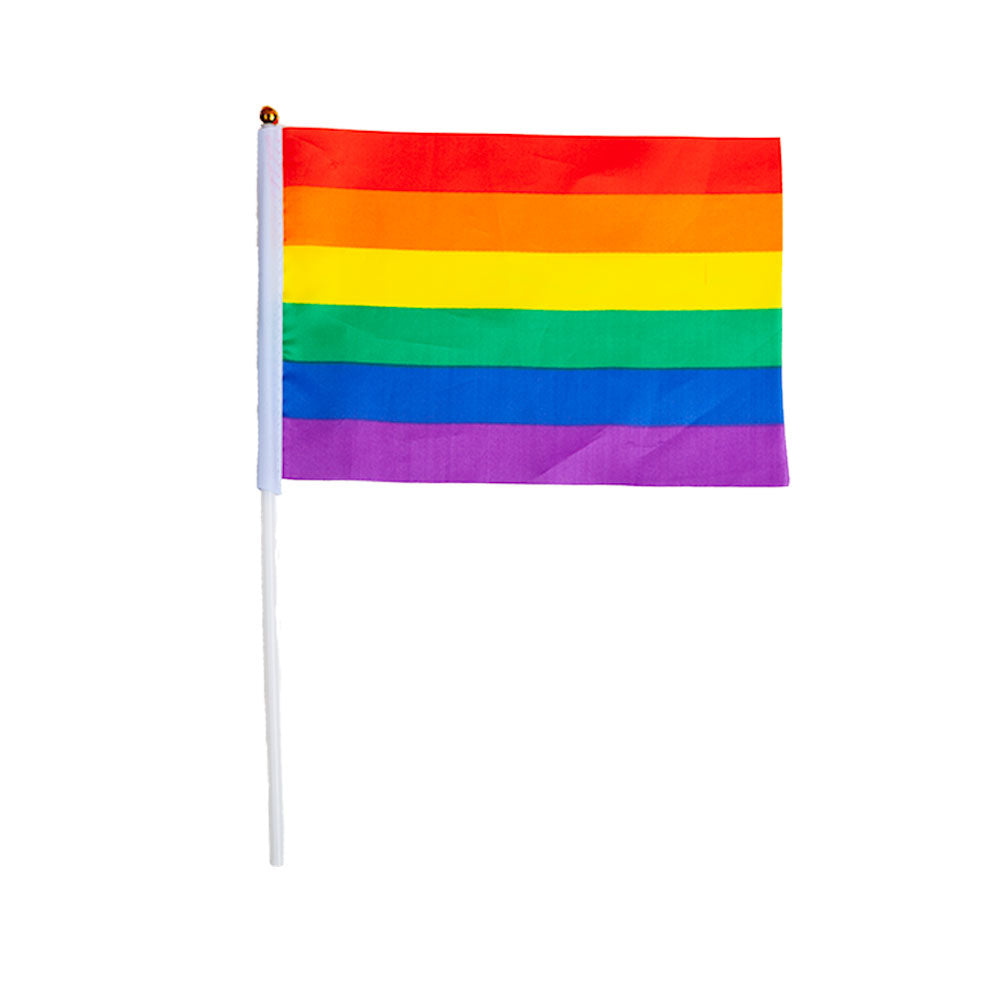Rainbow Stick Flag 21x14cm (min50) **NEW**
