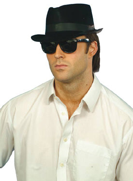 Flocked Fedora Hat, Black