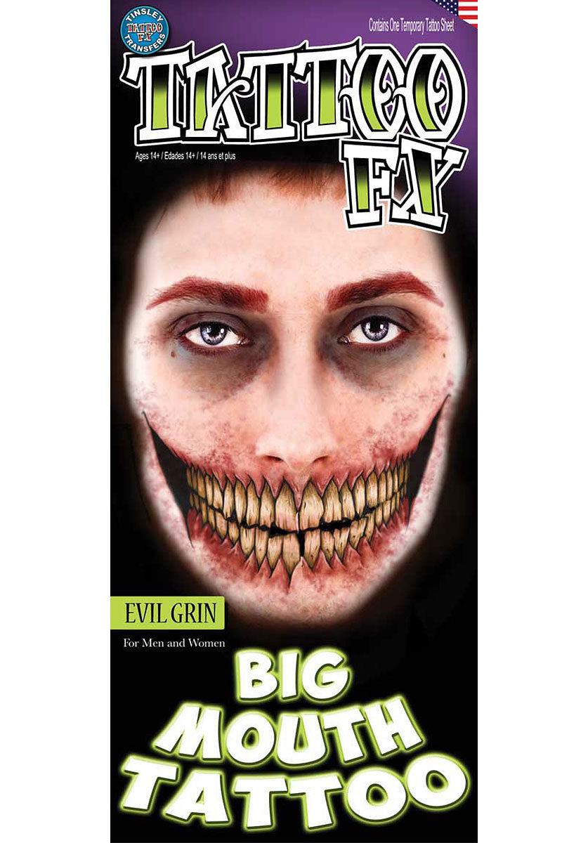 Big Mouth Evil Grin Tattoo FX