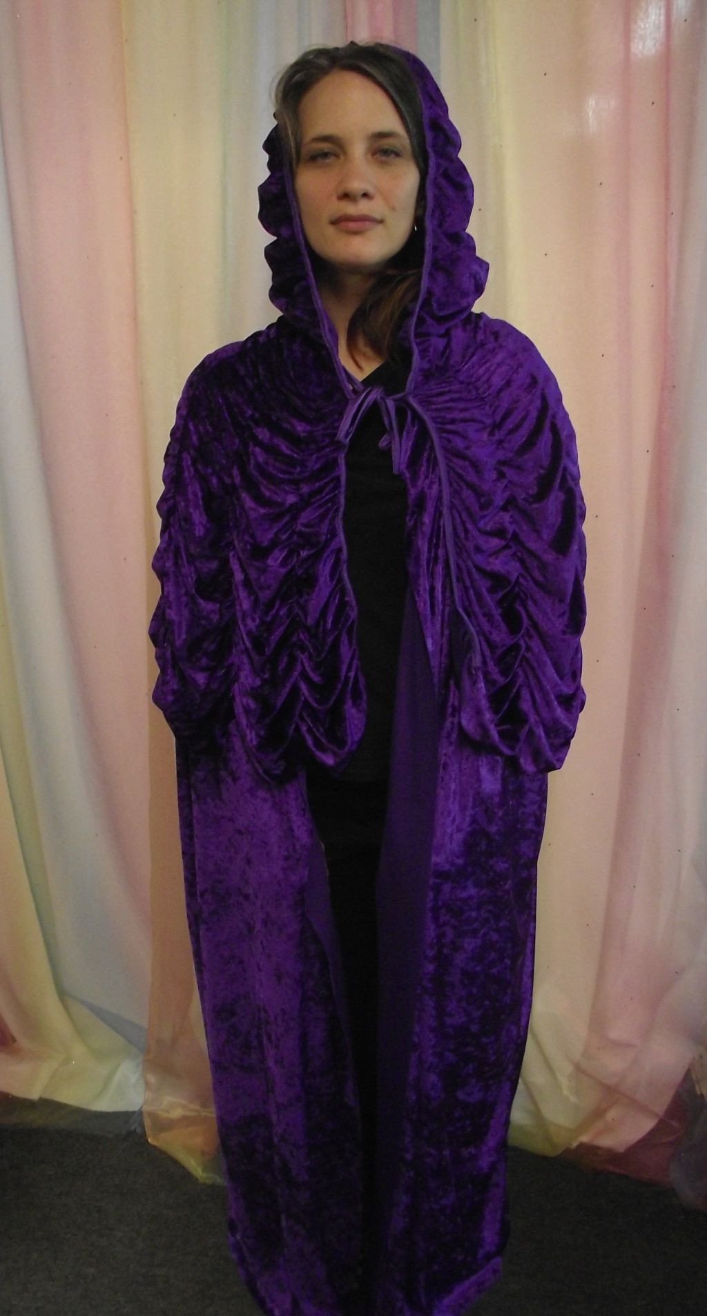 LONG PURPLE HOODED CAPE (£30.00 HIRE ONLY)