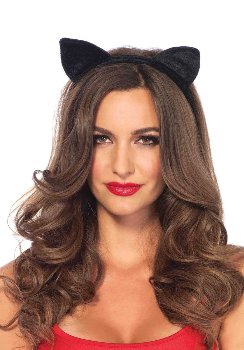 Velvet Cat Ear Headband Black