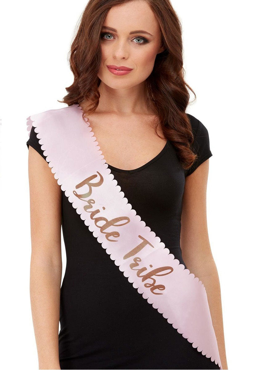 Bride Tribe Sash, Pink & Gold