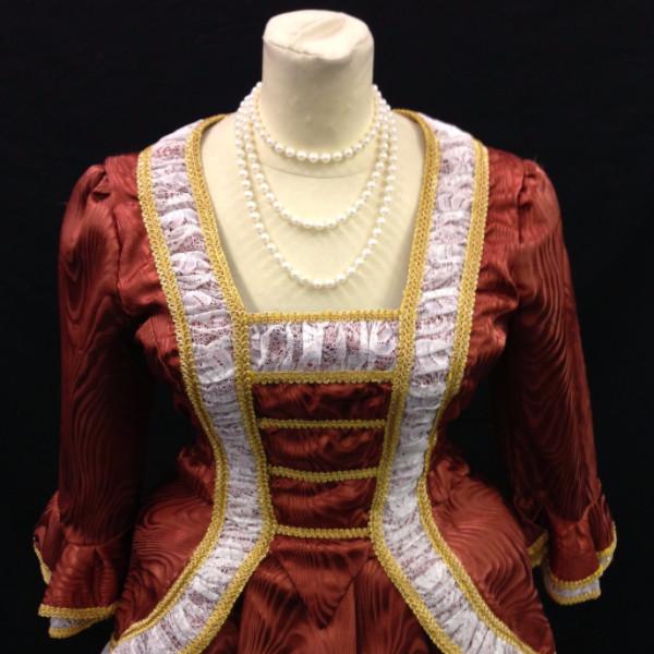 18th Century Dress in Rust, Gold & Cream (£55.00 HIRE ONLY)