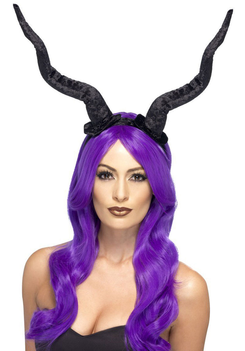 Demon Horns Headband, Black