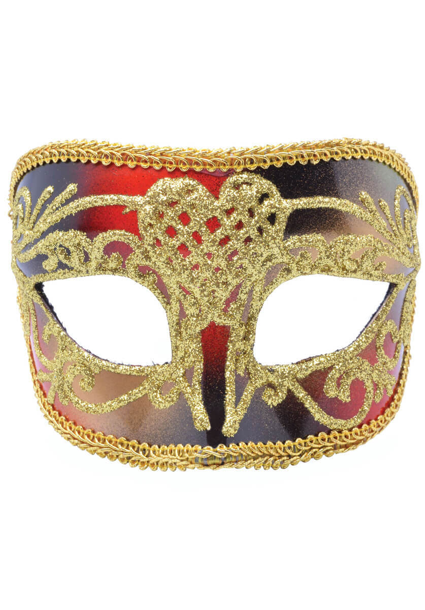 Eye Mask Venetian Masquerade Red/Gold, Male