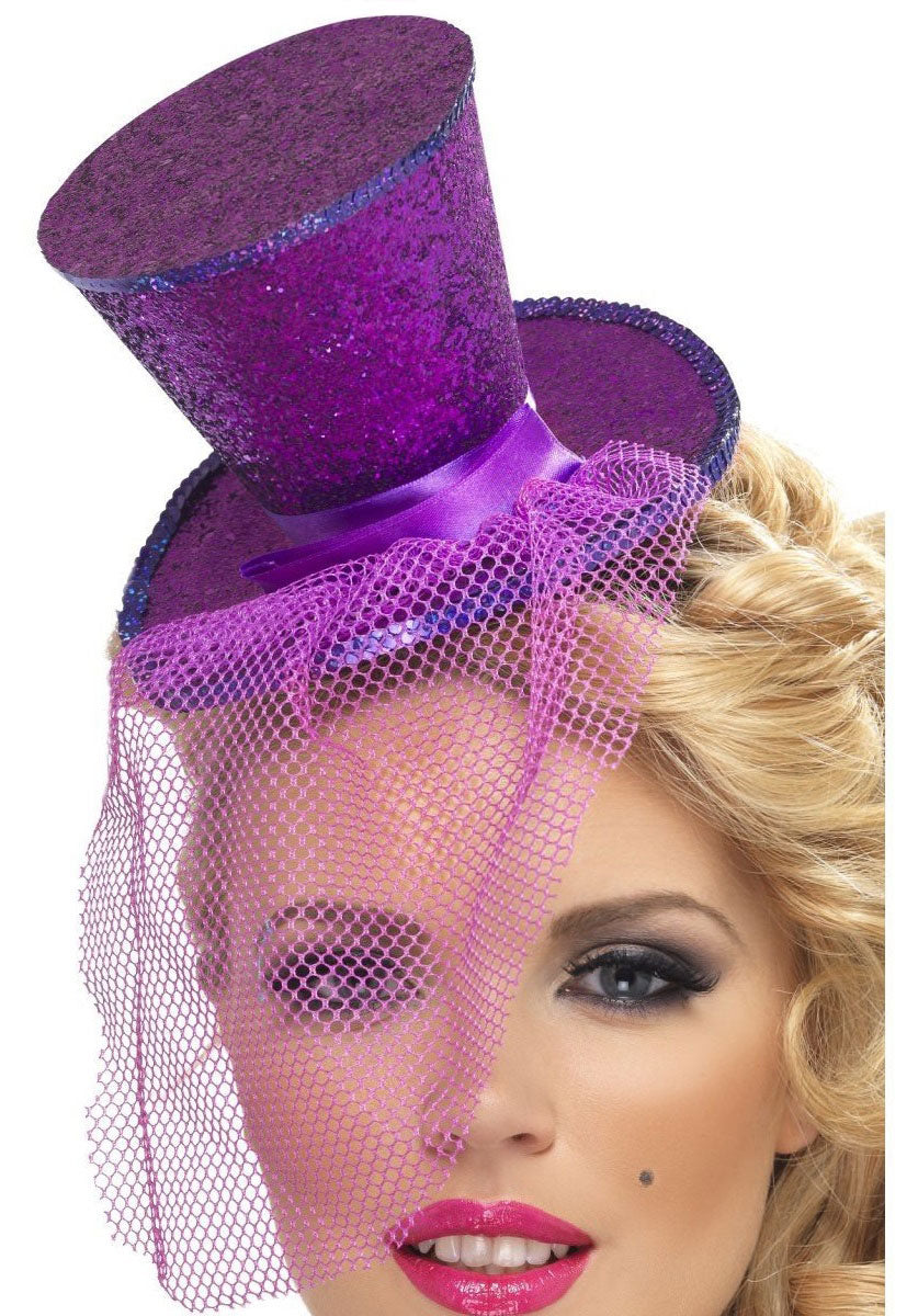 Fever Mini Top Hat on Headband, Purple