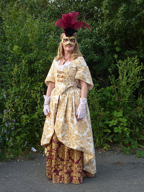 18th Century Dress in Cream, Gold and Wine(£70.00 HIRE ONLY)