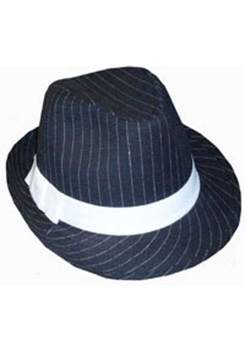Gangster Hat, white strips